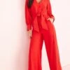 Next Tailored Wide Leg Belted Standard - Jumpsuit - Red -Next 5ee2951e47f44e3293bc80e6b0889853