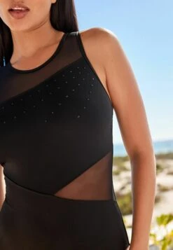 Next High Neck Tummy Control Standard. - Badpak - Black Diamante -Next 6444dc295d034fe091b68868f1b8be9e