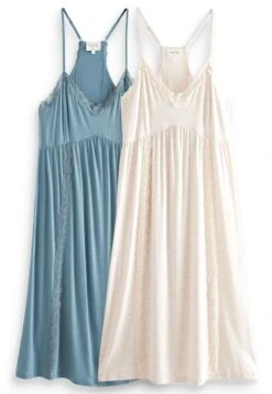 Next Soft 2 Pack - Nachtjapon - Light Blue Oatmeal Cream -Next 6b48e7ce8df247a980e087adde863b7e