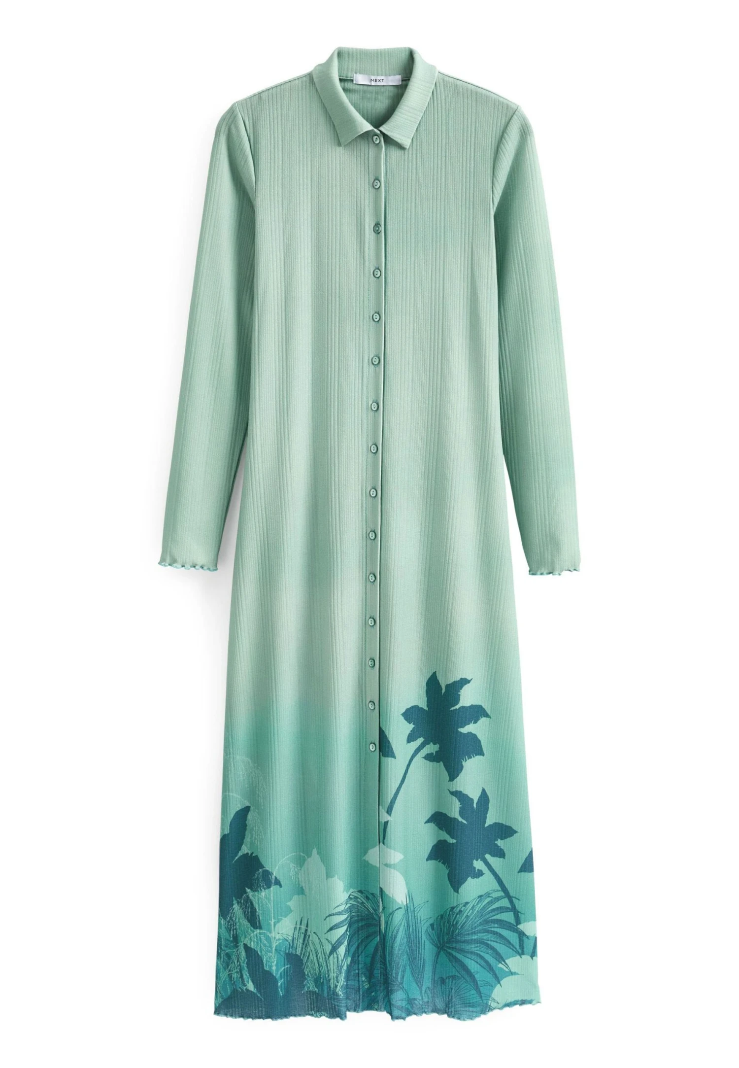 Next Long Sleeve Collared Cover Up Standard - Blousejurk - Teal Blue Palm Placement Print 7 Next Long Sleeve Collared Cover Up Standard - Blousejurk - Teal Blue Palm Placement Print - Afbeelding 5