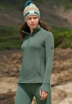 Next Brushed Thermal Half Zip - Sweater - Sage Green