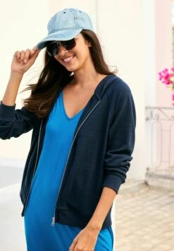 Next Lightweight Summer Through Standard - Sweater Met Rits - Navy Blue