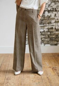 Next Tailored Wide - Broek - Natural Check