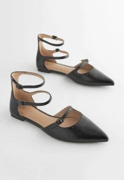 Next Forever Comfort Point Toe Studded Strap Flat Standard - Ballerina'S Met Enkelbandjes - Black -Next 7324081c2f6f4fab94b1d8e11b4f41b9