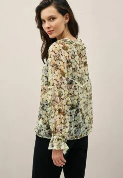 Next Sheer With Trim Detail Standard - Blouse - Cream Floral -Next 7424e962ede341f2b1e9920e6745c99e