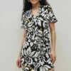 Next Standard - Jurk - Black Ecru Cream Large Scale Floral -Next 74e150f01a204fb29cd1ad234e8da2ff