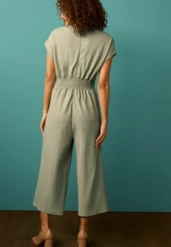 Next Short Sleeves Pleated Wide Leg Standard - Jumpsuit - Green -Next 7a18a8d9e8304a70aeaa68c2d680e8dd