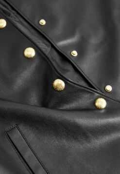 Next Collarless Standard - Imitatieleren Jas - Black -Next 7ba1e56d3eec4c469df7277ed1ce6f55