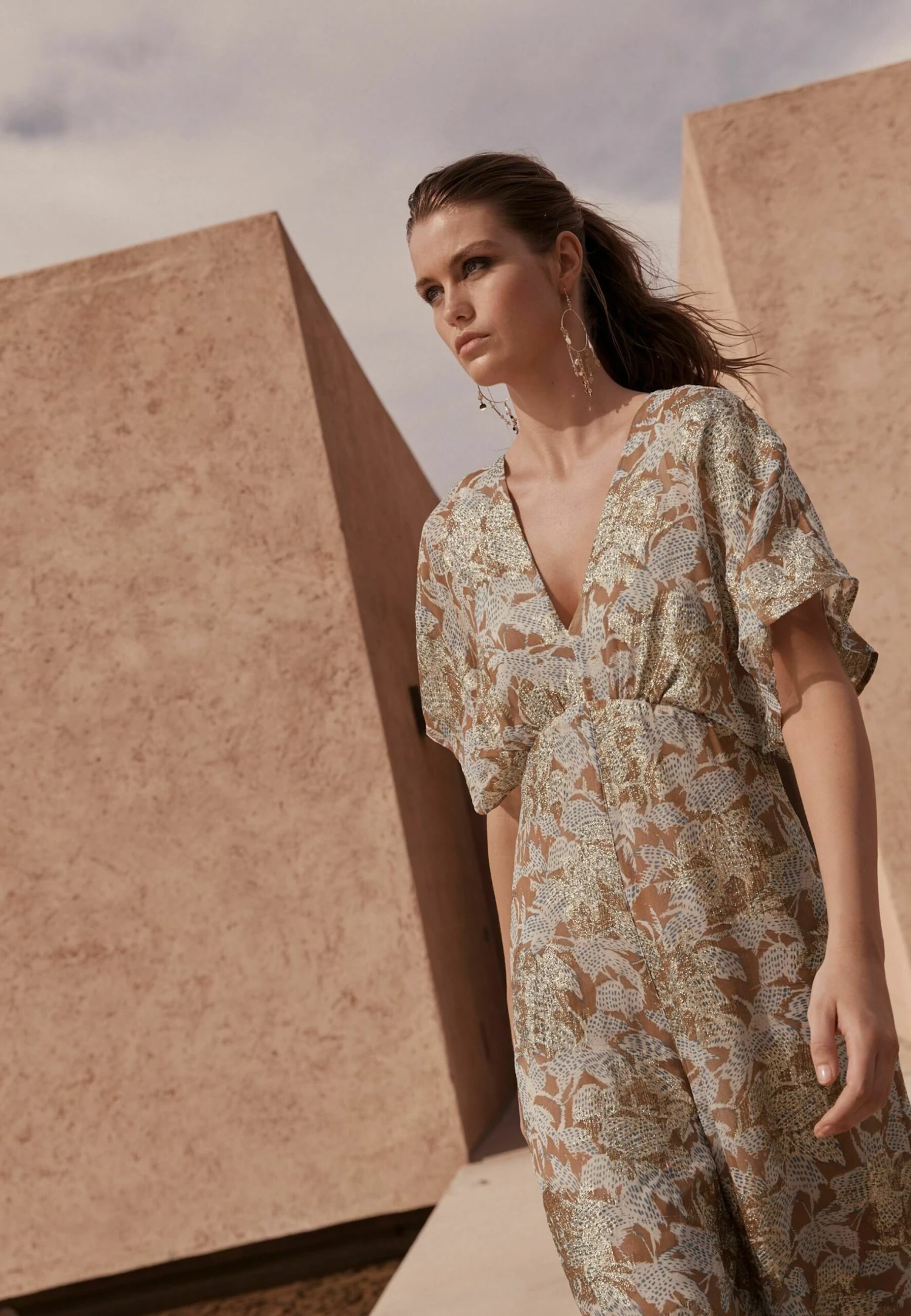 Next Batwing Wideleg Standard - Jumpsuit - Brown Gold Sparkle 6 Next Batwing Wideleg Standard - Jumpsuit - Brown Gold Sparkle - Afbeelding 4