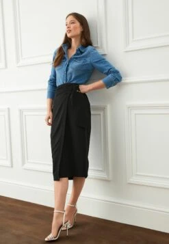 Next Front Midi Standard - Wikkelrok - Black -Next 81e38b1432c9489ba321f3cddfc7f179