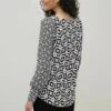 Next Long Sleeve Crew Neck Cuff Standard - Blouse - Black White Geometric -Next 84afd4af127f4ad1af382dcb03f8288b