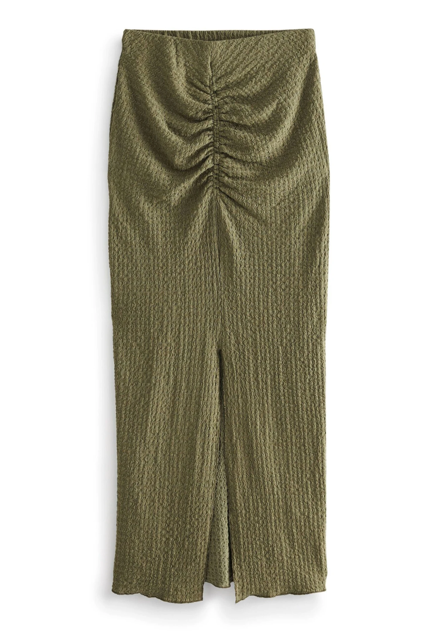 Next Texture Ruched Front Midi Standard - Maxirok - Khaki Green 6 Next Texture Ruched Front Midi Standard - Maxirok - Khaki Green - Afbeelding 4