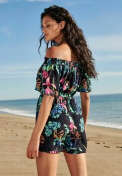 Next Off Shoulder Standard - Jumpsuit - Navy Blue Floral -Next 879a7d8a651e4664905db815f1d28652