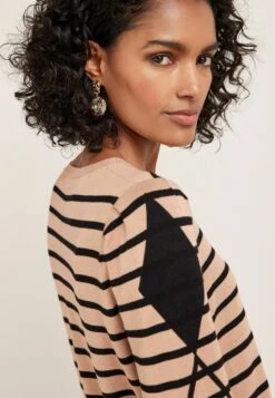 Next Crew Neck- Trui - Camel Brown Black Argyle Stripe -Next 8826aff5926e4e1ba95aded96b57ecde