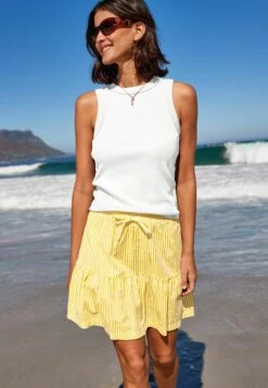 Next Standard - A-Lijn Rok - YellowWhite Stripe