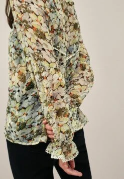 Next Sheer With Trim Detail Standard - Blouse - Cream Floral -Next 8ef410125caf458da4c141cc1ff63f6b