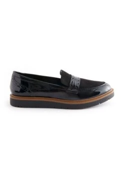 Next Forever Comfort Brogue Detail Chunky Loafers Standard - Mocassins - Black