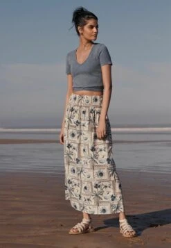 Next Petite - A-Lijn Rok - Blue Ecru