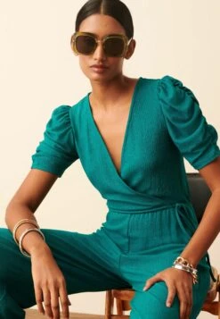 Next V-Neck Short Sleeve Petite - Jumpsuit - Teal Blue -Next 9711aa1498d746da9d1c18bd5d6edb1f