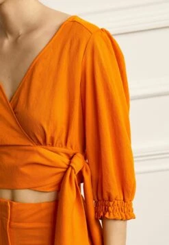 Next Wrap Short Sleeve V Neck Standard - Blouse - Orange -Next 982c9c3a91da4a2bb5c6666e6eded585