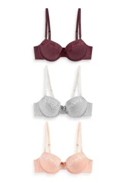 Next Emily Light Pad Push Up Balcony Bras 3 Pack - Push-Up Bh - Plum Purple Grey -Next 9925f9e62be848268c824cd0b020486a