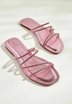 Next Forever Comfort Embellished Glittery Asymmetrical Strappy- Muiltjes - Pink -Next 9b3e815810a6401885b220fe5e753e19