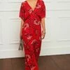 Next Batwing Wideleg Standard - Jumpsuit - Red Floral Sparkle -Next 9cb0d9136fa24e398bac97b7c408485a
