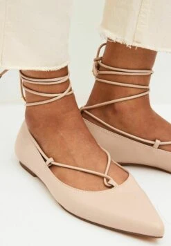 Next Forever Comfort Point Toe Tie Standard - Ballerina´S Met Bandjes - Camel Natural