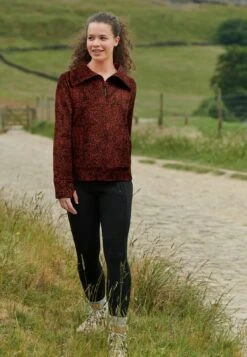 Next Outdoor Zip Neck- Fleece Trui - Rust Brown/Black