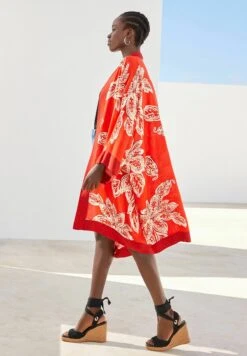 Next Leaf Print Longline Kimono- Lichte Jas - Red -Next a31d2e25c7bd40988462f1e432e977bc