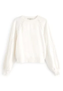 Next Broderie Detail Standard - Sweater - Ecru White -Next a96d89d33e7149d7b6c840a2e84cf468