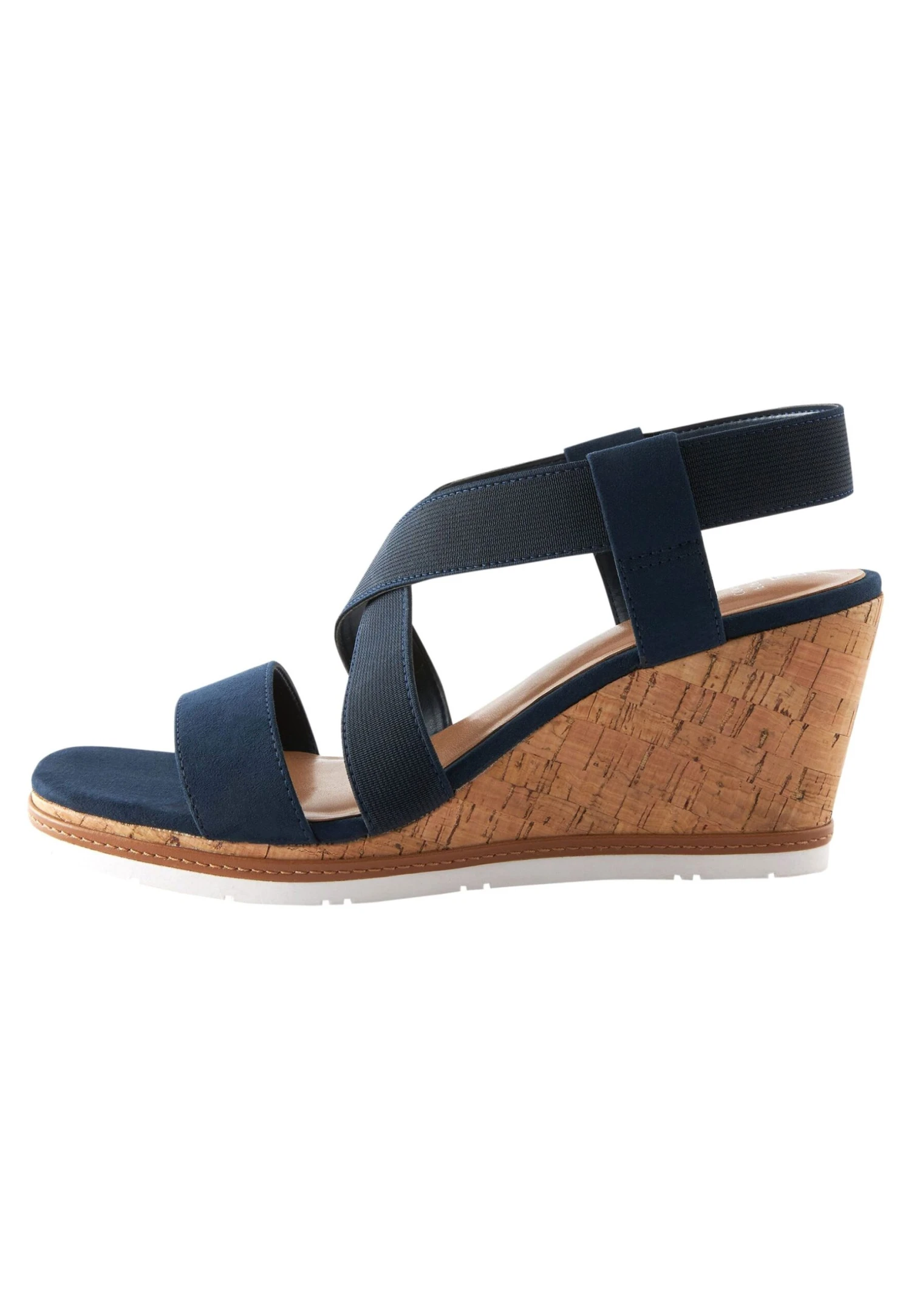 Next Forever Comfort Elastic Cross-Over- Sandalen Met Sleehak - Navy Blue 3 Next Forever Comfort Elastic Cross-Over- Sandalen Met Sleehak - Navy Blue