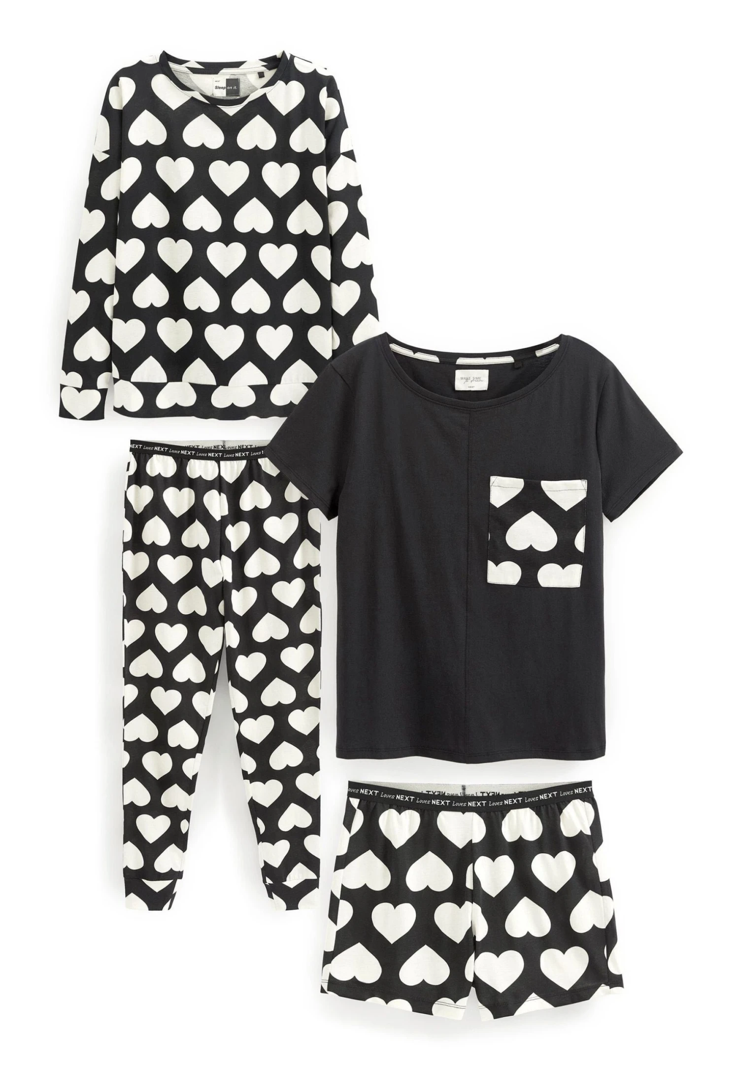 Next Long Sleeve Sets 2 Pack Standard - Pyjama - Black White Heart Print 11 Next Long Sleeve Sets 2 Pack Standard - Pyjama - Black White Heart Print - Afbeelding 9