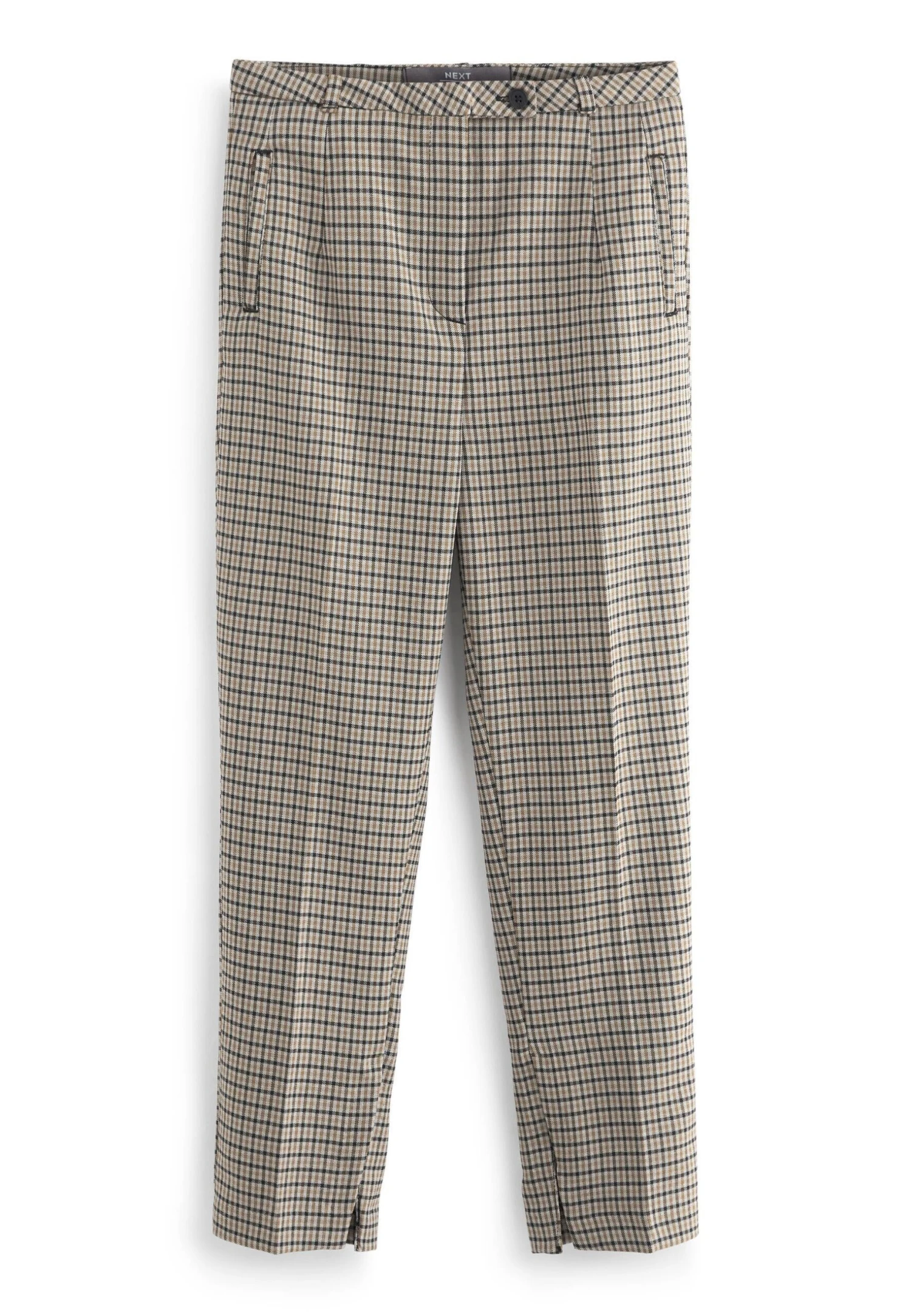 Next Slim Standard - Broek - Stone Natural Check 3 Next Slim Standard - Broek - Stone Natural Check