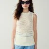 Next Open Stitch Tank Standard - Top - Ecru White -Next b4e4bb6c2c514617a2b64d7231b44153