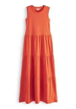 Next Sleeveless Crew Neck Tiered - Maxi-Jurk - Red