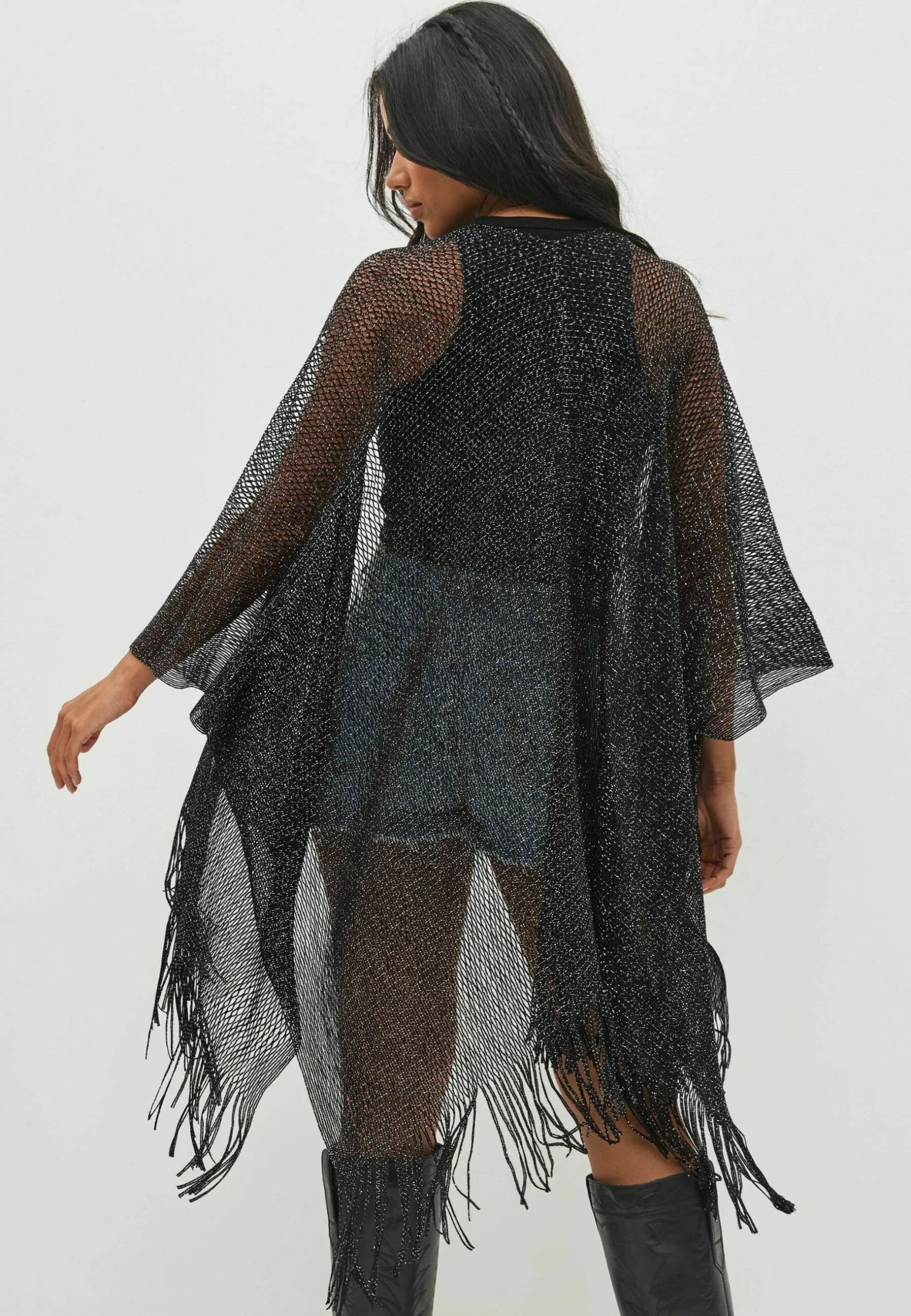 Next Fringed Cover-Up Standard - Poncho - Black 4 Next Fringed Cover-Up Standard - Poncho - Black - Afbeelding 2