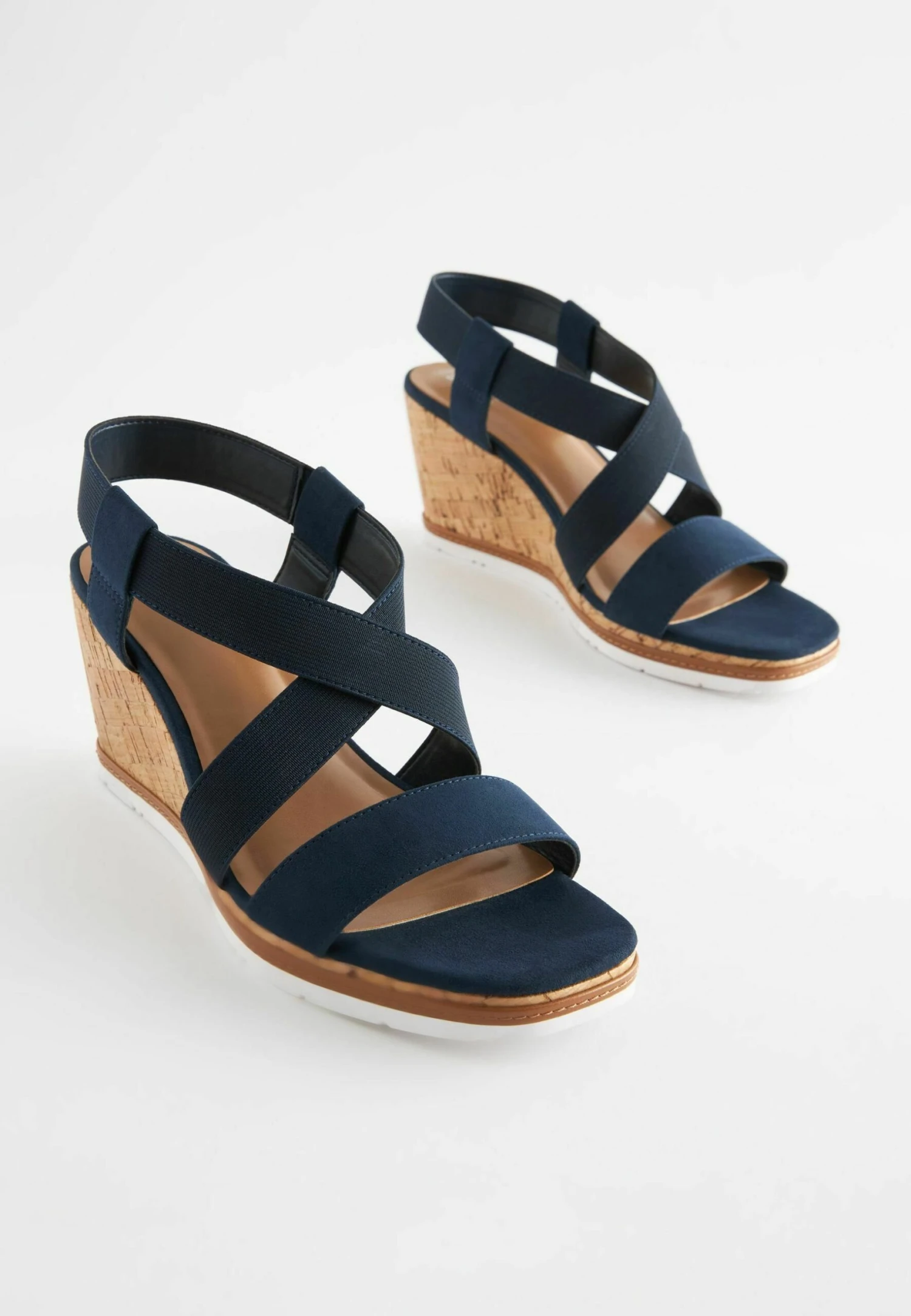 Next Forever Comfort Elastic Cross-Over- Sandalen Met Sleehak - Navy Blue 4 Next Forever Comfort Elastic Cross-Over- Sandalen Met Sleehak - Navy Blue - Afbeelding 2