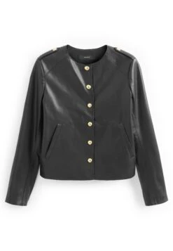 Next Collarless Standard - Imitatieleren Jas - Black -Next b8253596771141878fa8de9a1d4feb1a