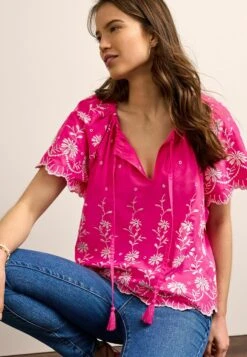 Next Embroidered Short Sleeve Mix Kaftan- Blouse - Pink 9 Next Embroidered Short Sleeve Mix Kaftan- Blouse - Pink -Next bc9c7079cea74af697195783ba401d4b