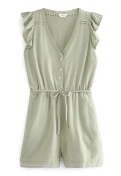 Next Mix Ruffle Sleeve Standard - Jumpsuit - Khaki Green -Next bd242be3e8e045889c18b01bb7e393ec