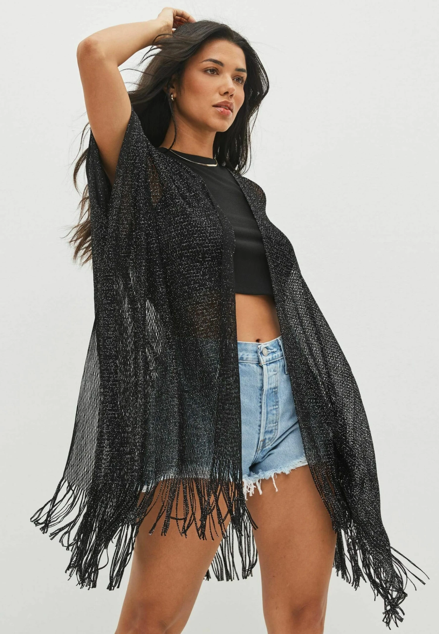 Next Fringed Cover-Up Standard - Poncho - Black 5 Next Fringed Cover-Up Standard - Poncho - Black - Afbeelding 3
