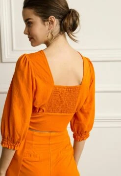 Next Wrap Short Sleeve V Neck Standard - Blouse - Orange -Next c00e9c2881694a1cb33088317437ed5e