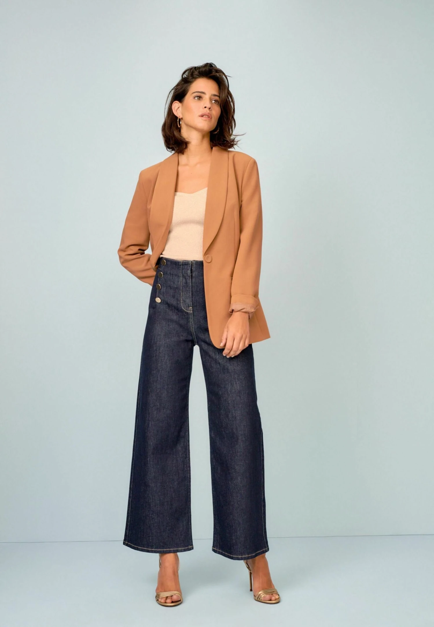 Next Gold Button Detail Smart Standard - Flared Jeans - Blue 3 Next Gold Button Detail Smart Standard - Flared Jeans - Blue