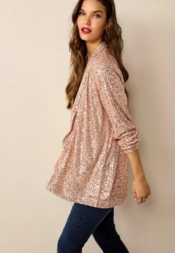 Next Sparkle Sequin - Halflange Jas - Gold -Next c0b278d650a0438ab514c73cd83cb27b