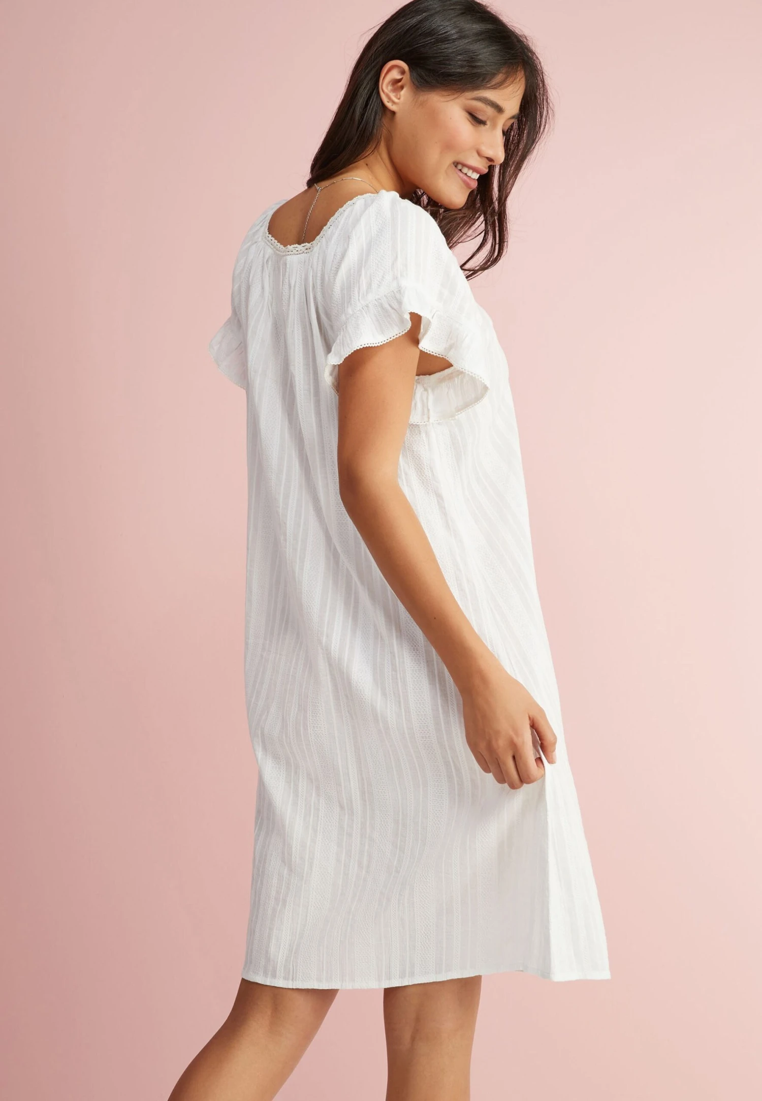 Next Square Neck Ruffle - Nachtjapon - White 4 Next Square Neck Ruffle - Nachtjapon - White - Afbeelding 2