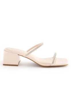Next Forever Comfort Two Band Block Regular Wide Fit - Muiltjes Met Hak - Nude Cream