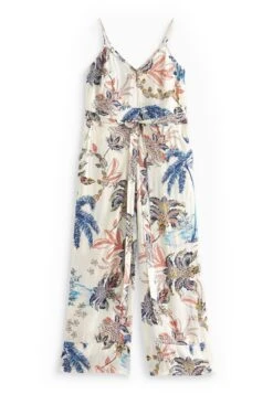 Next Wide Leg Standard - Jumpsuit - Ecru White Palm Print -Next d158b5e9382e4d43ae706644423d9bfb