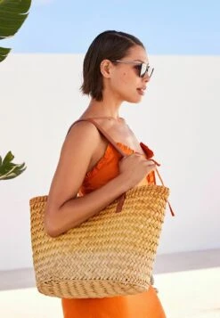 Next Ombre Weave Basket - Handtas - Natural Ochre Yellow