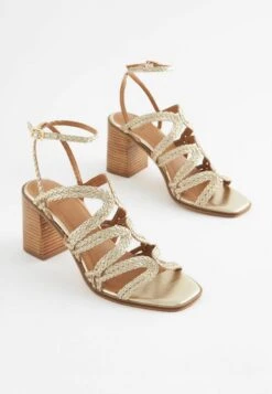 Next Signature Plait Strap Block Heel Standard - Sandalen Met Hoge Hak - Gold -Next d6d303b85ac24cfcadbdc8be24cfdab2